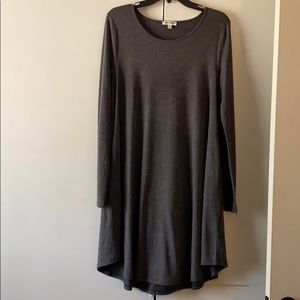 Zenana gray long sleeve dress with pockets